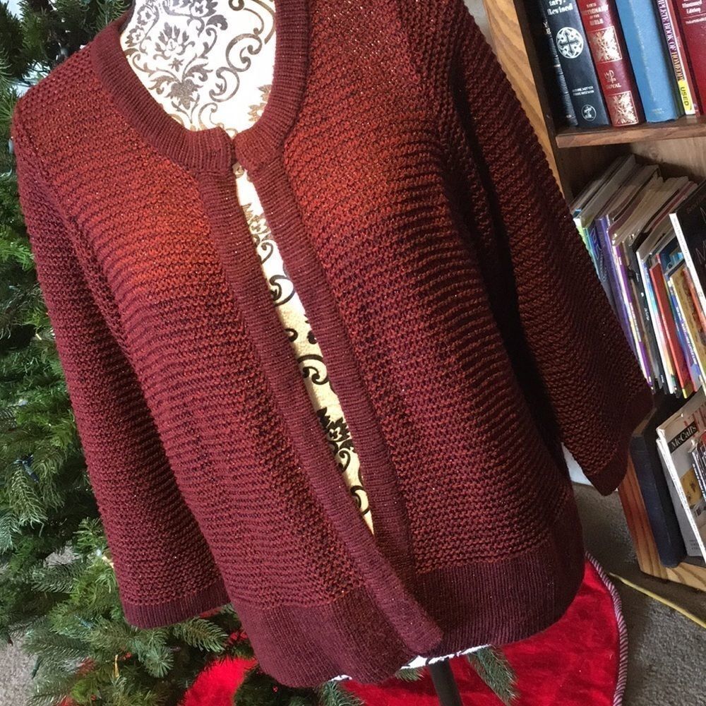 Vintage Apt. 9 Burgundy Sparkle Shrug Cardi 0X